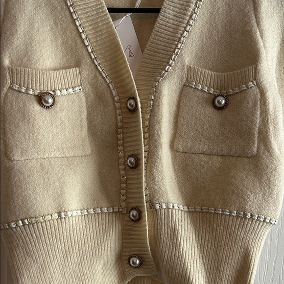 Cream Cardigan with Pearl Buttons - Picture 5 of 15